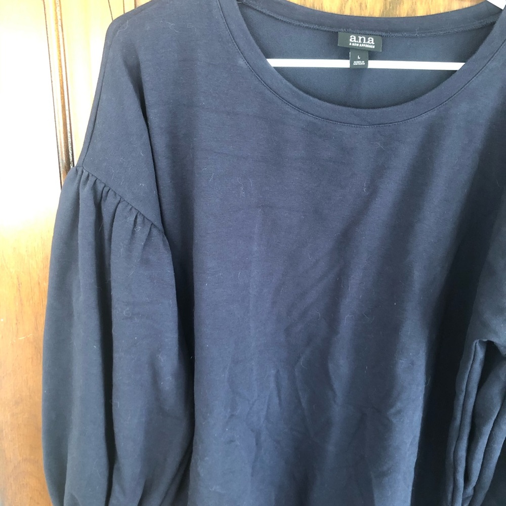 Navy Balloon Sleeve Top - Picture 2 of 6